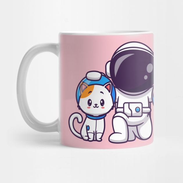 Cute Astronaut With Cat And Pug Dog Cartoon by Catalyst Labs